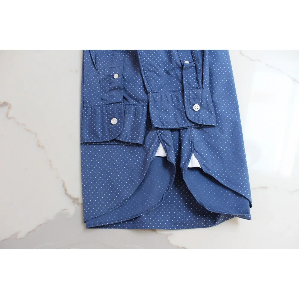 J.Crew Ludlow Mens Large Blue Shirt White Polka Dot 120s 2-Ply Cotton 07124‎